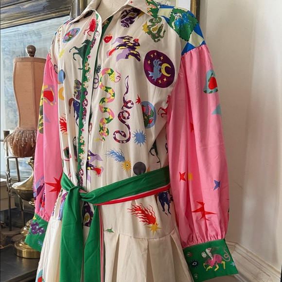 2 Bohemian Patchwork Maxi Dresses with Green Sash - Picture 15 of 15